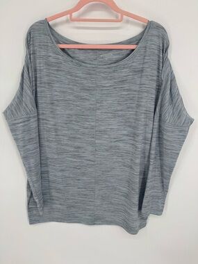 Athleta Women's Basic Heathered Gray Scoop Neck Long Sleeve Basic Top Size Large